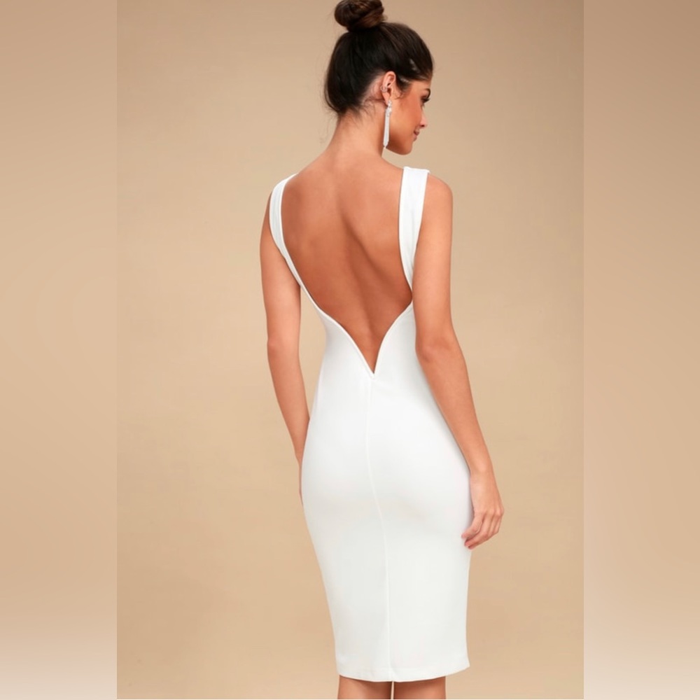 Lulus So Stunning White Backless Midi Dress Size S NWT